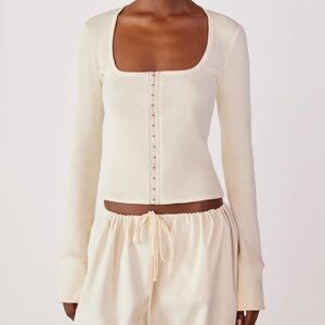 Orseund Iris Waffle Knit top small new